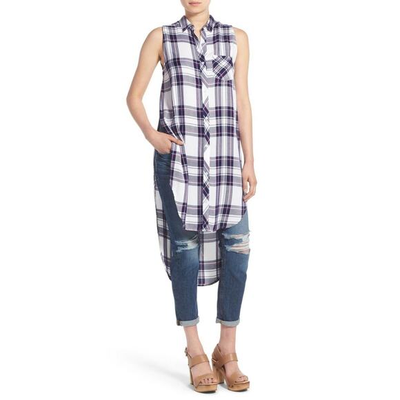 Rails Jordan Tunic in White Orchid Plaid Print - Picture 2 of 11